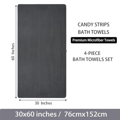 4 Piece Bath Towels, 30"x60" Microfiber Towels Set, Charcoal Gray | Large Bathroom Towels, Soft Touch, Highly Absorbent, Quick Dry, Lint Free, Long-Lasting, Family Use, Guest Bath & Daily Use - color: Charcoal Gray, size: 30x60 Bath Towels of 4