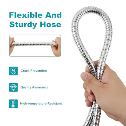 GwernKB Shower Hose,79In Long Stainless Steel Hose for Handheld Shower Head | Silver Electroplating,Leak-proof,with Steel Insert,Durable & Flexible,Bathroom Bidet Sprayer Extension Attachment Replacement - color: Silver