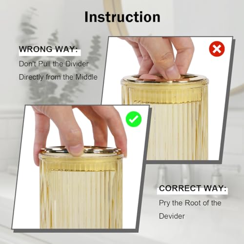 Toothbrush Holders for Bathrooms, 2pcs Amber Glass Toothbrush Holder, Bathroom Toothbrush Cup and Toothpaste Holder with Gold Divider, Tooth Brush and Toothpaste Organizer for Countertop - color: Amber Gold