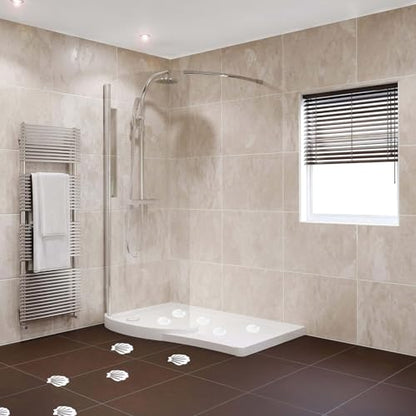 12 Pcs White Bathtub Stickers Non Slip Sea Shell Shape | Adhesive Decals, For Floor, Ladders, Bath Tub, Stairs, Bathroom, Shower Stickers - color: White
