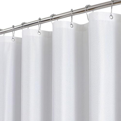 eachope Waterproof Fabric Shower Curtain,No Liner Needed,TPU Laminated Polyester Shower Curtain,Chevron Striped Design with Weighted Magnets and Metal Grommets,72 x 78 Inch,White - color: White, size: 72"W x 78"L (Pack of 1)