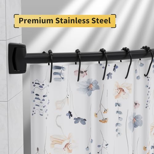 Chrsouly Adjustable 50-85 inches Curved Shower Rod, Extra Wide, Rustproof, Round Shower Curtain Rod for Bathroom, Shower Stall, Need to Drill, Black - color: Black, size: 50-85 Inches