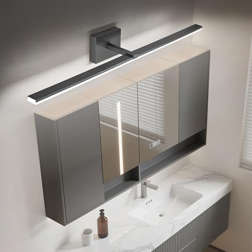 Modern LED Dimmable Vanity Light 40 inch Matte Black Bathroom Wall Lighting Fixtures - color: Black- Dimmable, size: 40-inch