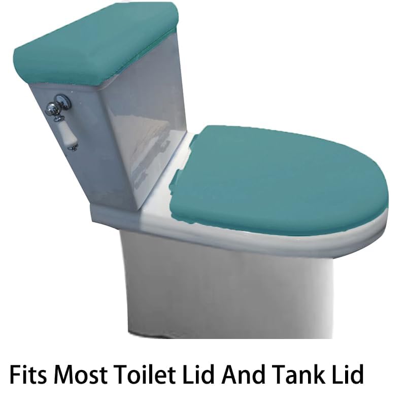 Madeals Long Memory Foam Bathroom Rug Set 5 Piece with Toilet Lid Cover and Tank Cover Set Teal Blue - color: Teal Blue, size: 20"x46"/20"x32"/Contour/Lid Cover/Tank Cover