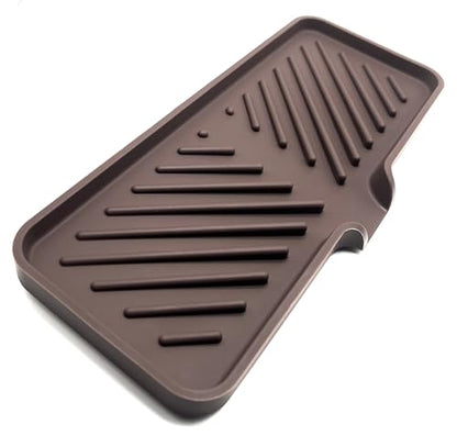 Silicone Soap Dish Tray and Sponge Holder with Drain Chute and Feet | 3-Way Sloped Design | Bathroom and Kitchen Sink Organizer Caddy (Dark Chocolate, 10"x4", 7.8 Ounces) - color: Dark Chocolate, size: 10"x4"
