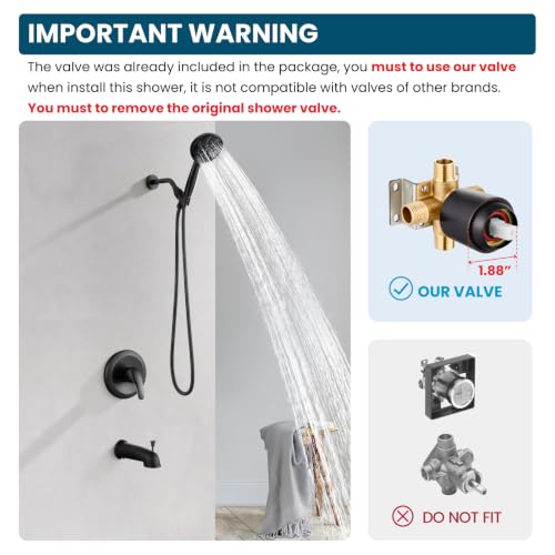 gotonovo Tub Shower Faucet Set with Valve 6 Mode Handheld Oil Rubbed Bronze | Bathtub Faucet Set,6 Mode ABS Handheld Spray,6.3’’ Metal Tub Spout,Brass Valve Trim Kit,Shower Head and Handle Kit,Wall Mount - color: Bronze