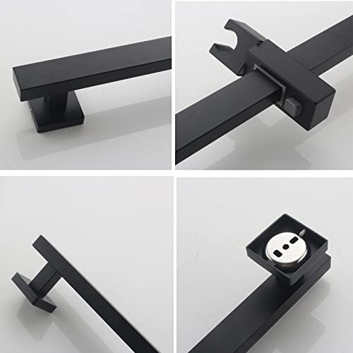 Bathroom Shower Slide Bar, Adjustable Handheld Shower Holder Wall Mount Shower Bar Stainless Steel, Matte Black Square Slide Bar - color: Matte Black