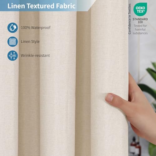 Waterproof Fabric Shower Curtain,No Liner Needed,36x72,Cream | 2-in-1 Design,Linen Textured,100% Waterproof TPU-Laminated Backing,Magnetic Weighted,Machine Washable,For Bathroom,Hotel - color: Cream, size: 36"W x 72"L (Pack of 1)