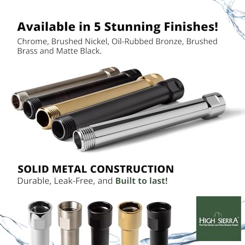 High Sierra® Solid Lead-Free Metal 6″ Shower Arm Extension. Lowers height of fixed and handheld shower heads. Will support the Weight of Handheld and Combination Shower heads - Brushed Nickel - color: Nickel