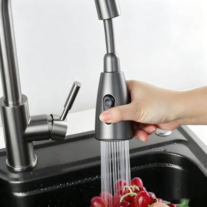 SEIDO Kitchen Faucet Sprayer Head Replacement, 3-Function Sink Sprayer Replacement, Pull Down Faucet Head with G1/2(13/16 inch) Male Thread, Grey Kitchen Sink Aerators - color: Gray