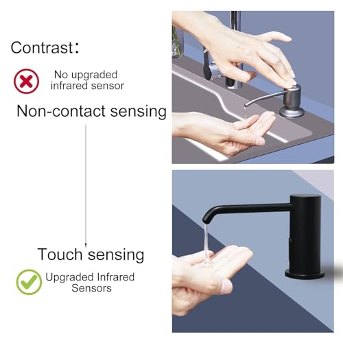 Automatic Soap Dispenser for Kitchen Sink, Matte Black Touchless Built-in Liquid Soap Dispenser with 33.81oz/1000ml Motion Activated No Touch Sanitizer Dispenser for Bathroom with High Capacity - color: Black