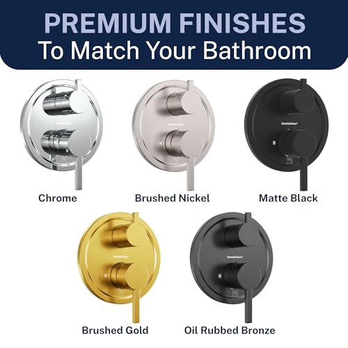 HammerHead Showers Solid Metal Shower Valve and Trim Kit, Two-Handle Volume and Temperature Control with Integrated Diverter, Pressure Balance Rough-In Valve Included, Chrome - color: Chrome