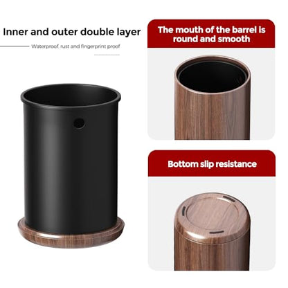 8L/2.1GAL Small Bathroom Trash Can,Walnut Trash Can | Double Layer,Built-In Bag Holder,Open-Top Trash Bin for Bathroom,Home,Office,Living Room - color: 2.1gal cone