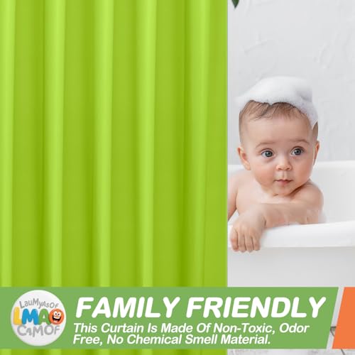 2 Pack | Light Green Plastic Shower Curtain Or Liner, 72x72 Inch Lightweight Plastic Bathroom Shower Showroom Inner Curtain with Rustproof Metal Grommet Holes and Weighted Magnets - color: Green