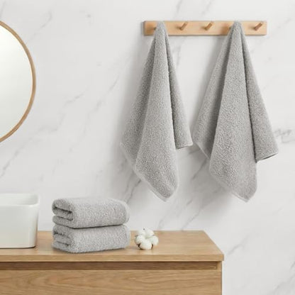 REDKISS 4-Pack Luxury Hand Towels, 16x32 Inch 450G 100% Cotton, Grey Quick-Dry Bathroom & Kitchen Towels, Super Soft and Highly Absorbent - color: Grey, size: hand towel set of 4