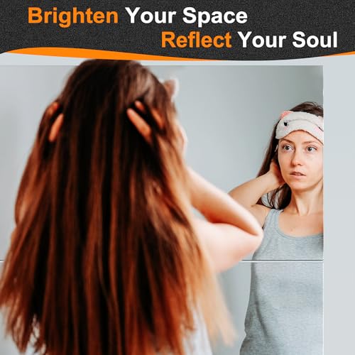 Frameless Mirror Tiles 22"x22"x4 Pcs Wall Mounted | Shatter Resistant, Full Length Tempered Glass Panels, For Home Gym Bathroom Bedroom & Living Room Decor - size: 22''x22''-4PCS