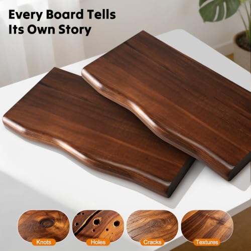 Solid Wood Live Edge Floating Shelves Set of 2 – 16" Rustic Wall Shelf with Hidden Bracket System, Wall Mounted Shelves for Bathroom, Kitchen, Living Room, Bedroom (Walnut) - color: Walnut, size: 16inch