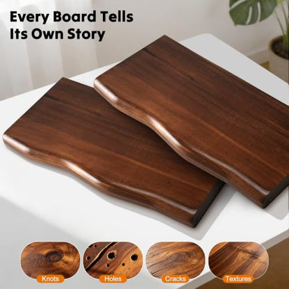 Solid Wood Live Edge Floating Shelves Set of 2 – 16" Rustic Wall Shelf with Hidden Bracket System, Wall Mounted Shelves for Bathroom, Kitchen, Living Room, Bedroom (Walnut) - color: Walnut, size: 16inch