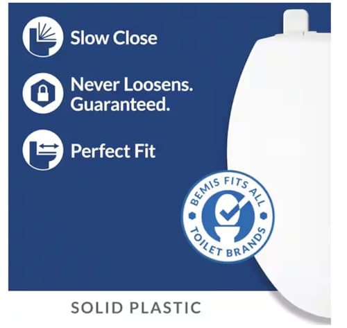 Bemis Kimball® Round Plastic Toilet Seat White Never Loosens Slow-Close