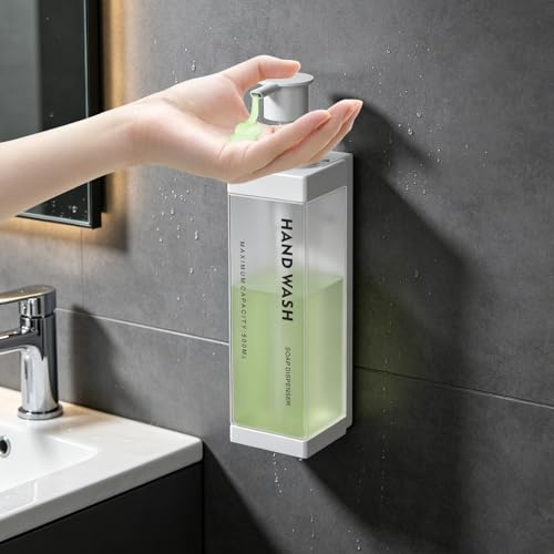 Wall Mounted Lockable Shampoo and Conditioner Dispenser | 17oz Large Pump Head No Drill Refillable ABS Plastic Bottle For Bathroom Shower Commercial Use White 1 Pack - color: White, size: 1