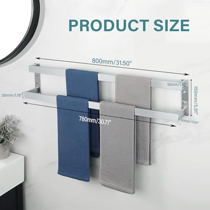 Alise Double Towel Bar, 32" Double Towel Racks for Bathroom, Brushed Nickel | Bathroom Towel Rack Wall Mounted, 3.54" Wide Faster Drying, Ladder Design, SUS304 Stainless Steel - color: Brushed Nickel, size: 32-inch