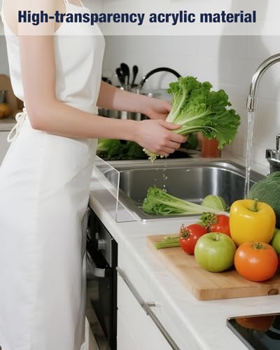 Acrylic Sink Splash Guard, Highly Transparent Fixed Splash Guard for Kitchen Island & Bathroom（15.8"L x 1.6"W x 4.7"H） - size: 15.8″