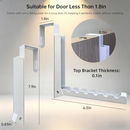 Over The Door Drying Rack, 2-Pack Foldable Door Hooks for Hanging Clothes | Towels | Robes | Coats | Bags, Door Hanger for Laundry | Bathroom | Closet - White