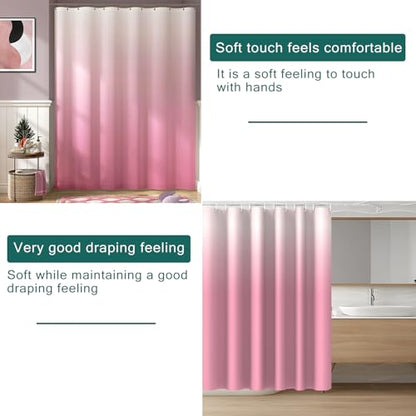 Shower Curtain Liner, 100% Waterproof Peva Shower Curtains with 3 Duty Heavy Bottom Magnets and 12 Rust Proof Grommets, 72x72 Weighted Shower Liner for Shower Stall, Bathtubs - color: Gradient Pink
