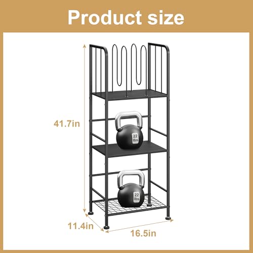 3-Tier Freestanding Towel Racks for Bathroom, Black Towel Rack Stand | Detachable M-shaped Dividers for Bath Towel Storage Premium Iron & Wood Holder Crafted for Bathroom Organization