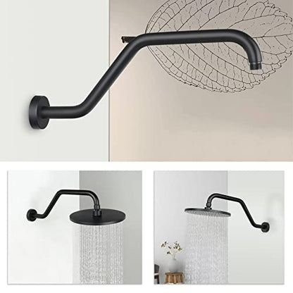 S Shape Shower Arm with Flange,High Rise Shower Head Extension Arm,Stainless Steel 15.5 Inch Shower Arm Extension,Matte Black,9Z3MK - color: Matte Black, style: Z Shaped