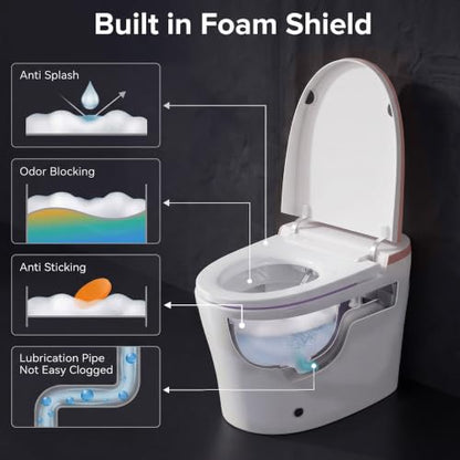TOTTE Smart Toilet with Bidet Built In, Foam Dispenser, Auto/Close Lid, Foot Kick & Off-seat Auto Flush, Heated Seat, Warm Water & Dryer, Blackout Flush, Digital Display with Remote (949B Gold) - color: 949B Gold