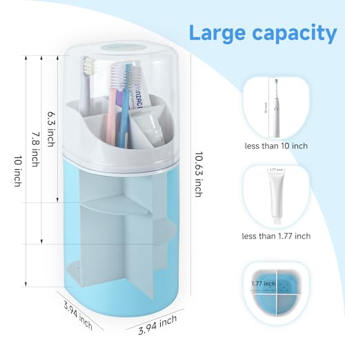 Toothbrush Organizer with Cover,4 Slots for Bathroom Toothbrush Holders,Dustproof Design,with Wall Mounted,Electric Toothbrush Holder and Toothpaste Holder,Bathroom Countertop Storage