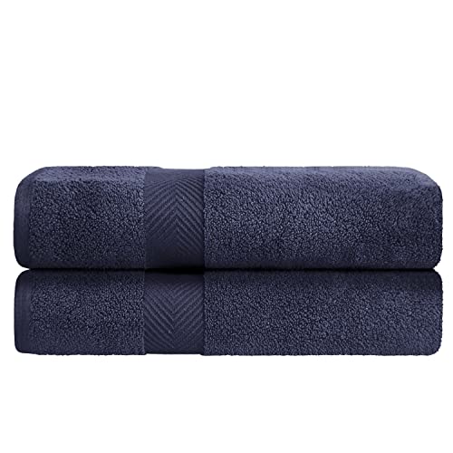 Zero-Twist Towel Collection, Luxurious Cotton Oversized Bath Sheet Towel, 34" x 68", 2-Pieces, Absorbent and Fast-Drying, Solid, Midnight Blue - color: Midnight Blue, size: Bath Sheet 2-Pack