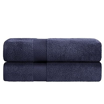 Zero-Twist Towel Collection, Luxurious Cotton Oversized Bath Sheet Towel, 34" x 68", 2-Pieces, Absorbent and Fast-Drying, Solid, Midnight Blue - color: Midnight Blue, size: Bath Sheet 2-Pack