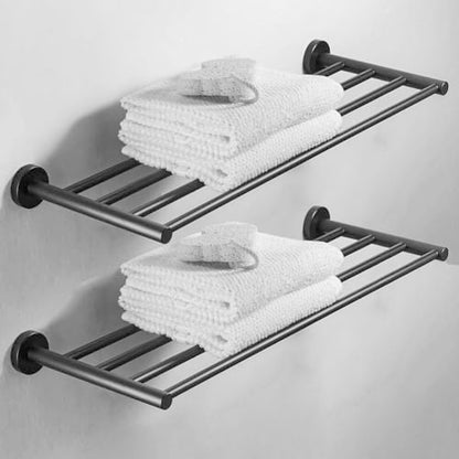 30 Inch Bathroom Towel Rack, Hotel Style Towel Racks for Bathroom Wall Mounted, Modern Towel Bar Rack, 2-Tier Towel Shelves, Black - color: Black, size: 30 Inches