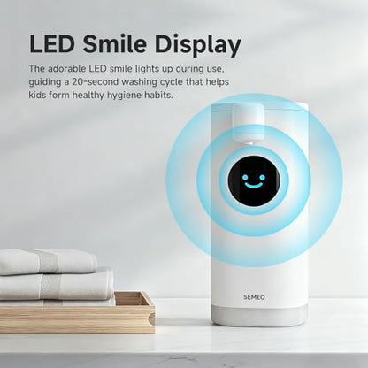 Automatic Foaming Soap Dispenser, Touchless Soap Dispenser with LED Hand Washing Timer, Rechargeable 350ml Foam Soap Dispenser, IPX7 Waterproof, Wall Mounted for Bathroom Kitchen Kids - color: White