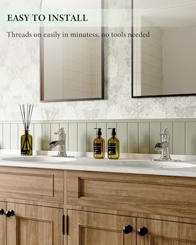 Homevacious Bathroom Faucet Brushed Nickel Waterfall Bathroom Sink Faucets | Single Handle Rustic Vanity Farmhouse RV Faucet Suitable for 1 or 3 Holes with Pop-up Drain Deck Plate Hose by Homevacious - color: Brushed Nickel