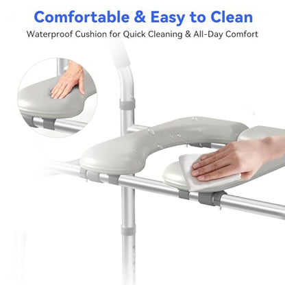 Raised Toilet Seat with Handles, Safety Toilet Stand Up Assist Frame | Adjustable Height & Width, Fits Round & Elongated Toilets, 350 LB Capacity, for Seniors, Handicap, Easy Install & Clean