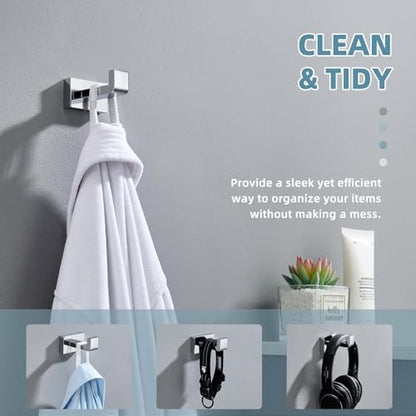 Suyar Bathroom Towel Hook Chrome, Coat Robe Holder, Wall Hook | SUS304 Stainless Steel, Screw Mount - color: Chrome
