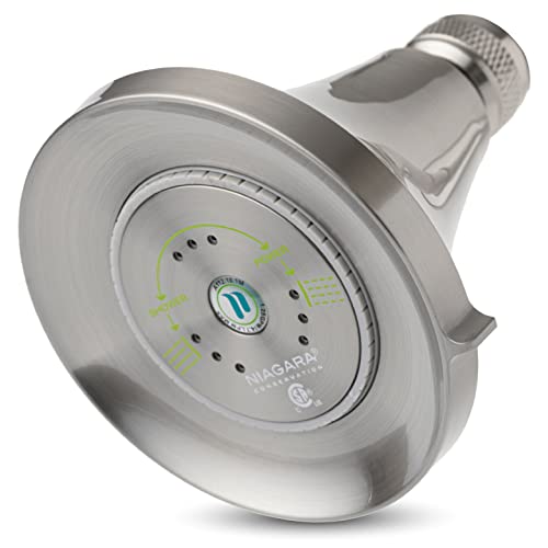 Niagra Conservation N3917BN Earth Luxe High Efficiency Showerhead, Brushed Nickel - color: Brushed Nickel, style: 1.75 GPM