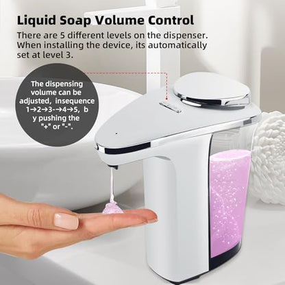 Automatic Soap Dispenser, Touchless Battery Operated Hand Soap&Dish Soap Dispenser, Sensor Liquid Soap Dispenser 17oz/500ml with Adjustable Output for Kitchen Sink Bathroom Commercial(Sliver) - color: Sliver