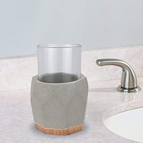 nu steel Cement, Made of Cement Tumbler Cup for Bathroom Vanity Countertops for Rinsing, Drinking, Storing Accessories and Organizing Makeup Brushes, Eye Liners - Stone/Brown