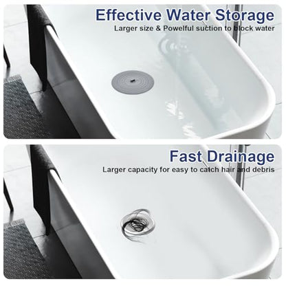 TRAPMATE Tub Stopper, Reversible Bathtub Drain Hair Catcher & Stopper, Ultra Revolutionary Bath Tub Drain Protector, Stainless Steel Hair Catcher & Silicone Stopper, 4.4" Drain Cover for Shower, Bath - color: Wolf Grey