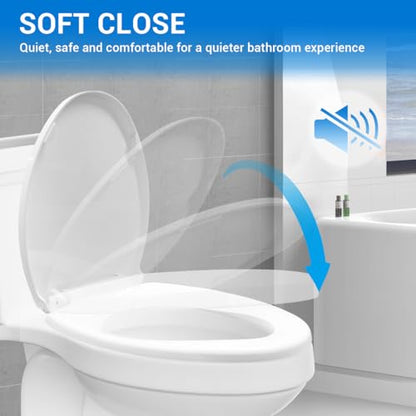 Round Toilet Seat 16.5" | Soft Close, Durable PP Toilet Seat, Easy Installation & Removal, Fits Most Toilet Bowls - size: Round Standard 16.5"