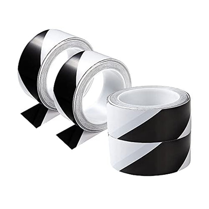 4Rolls Black White Hazard Warning Stripe Tape 2''x36yds Floor Safety Mark - color: Black-white