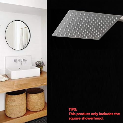 8 Inch Rainfall Shower Head, SUS304 Stainless Steel Brushed Nickel | Square Rain Bathroom Showerhead, High Flow, Large Stainless Steel, Ceiling Mounted, Wall Mounted, Waterfall Full Body - color: Brushed Nickel, size: 8 Inch