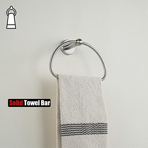 JQK Towel Ring, Stainless Steel Half Ring Towel Holder for Bathroom, 7 Inch Brushed Finished Wall Mount, TR160-BN - color: Brushed