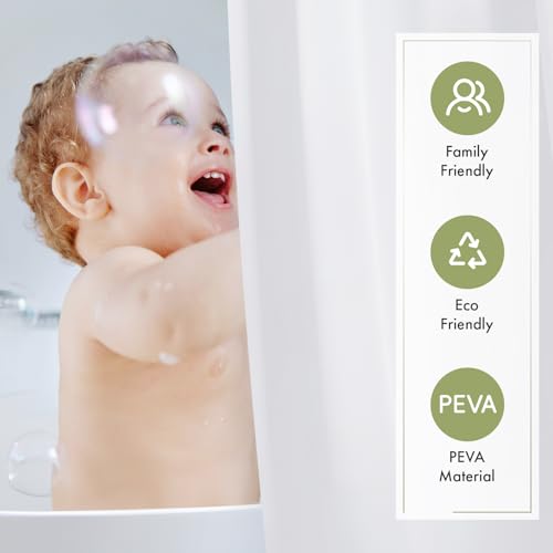 White Shower Curtain Liner with Magnets, 72x84 Plastic Shower Liner PEVA Waterproof Medium Weight Inside Shower Curtains Liner for Bathroom with Rustproof Grommet - color: White, size: 72"W x 84"L (Pack of 1)