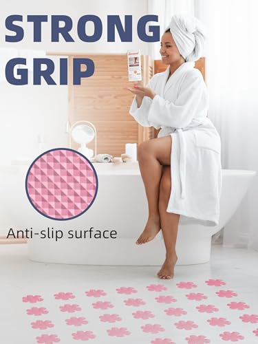 Secopad Bathtub Stickers Non-Slip, Safety Shower Treads Adhesive Appliques with Premium Scrape (Pink) - color: Pink
