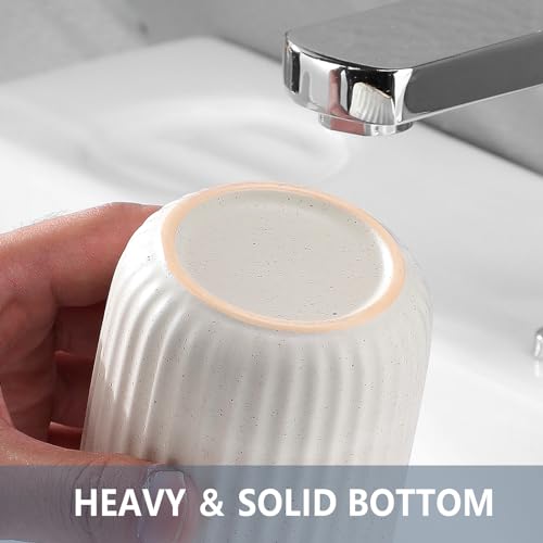 Toothbrush Holders - 2 Cup Ceramic Toothbrush Toothpaste Holders Set, Beige Bathroom Tumbler Cups Reusable Toothbrush Mouthwash Cup, Bathroom Counter Organizer - color: Beige, size: 2pcs